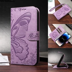 Lovely Butterfly Leather Case For Samsung Galaxy S24 S23 S22 S21 S20 FE S10 Plus Ultra Woman Wallet Phone Cover Bags