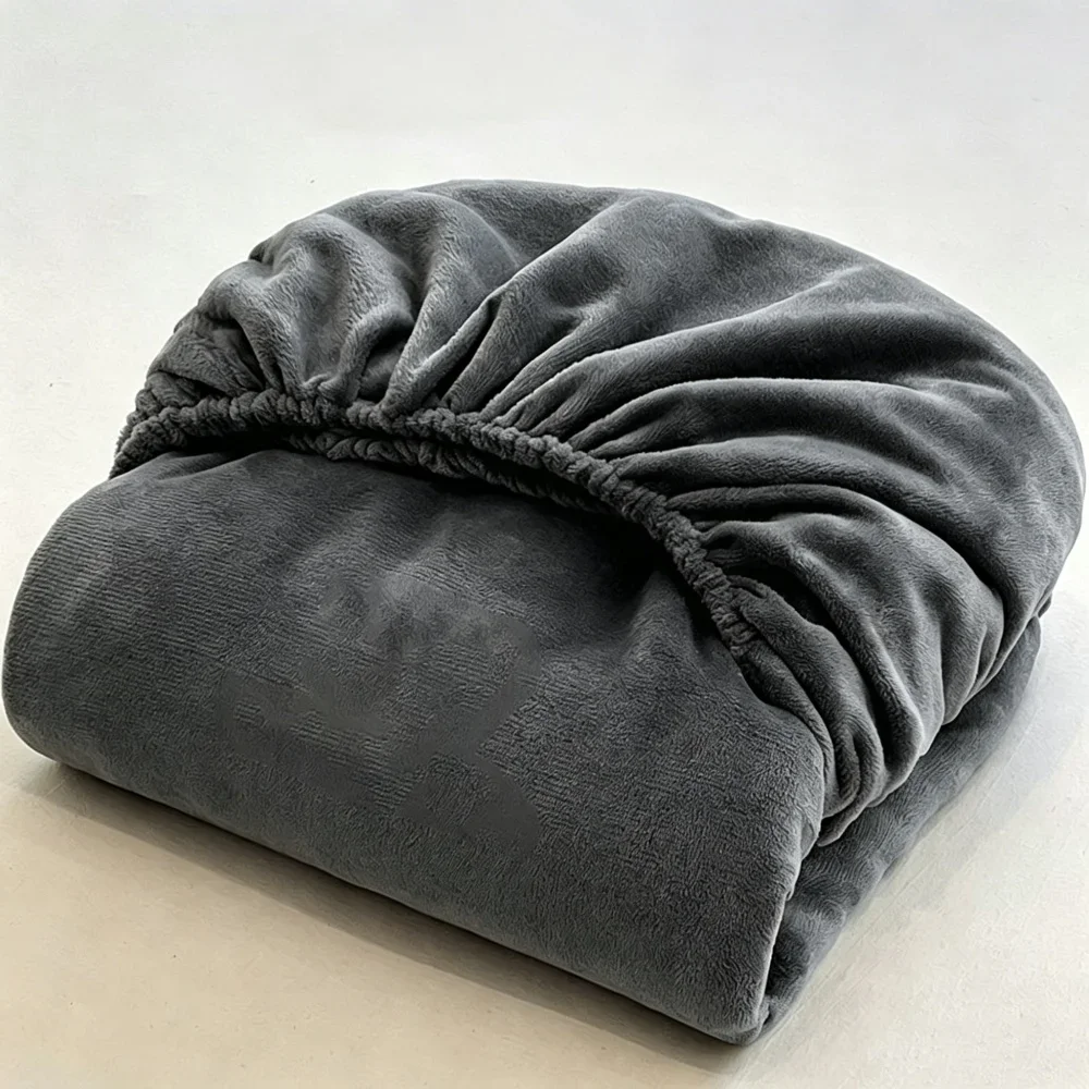 Warm Winter Velvet Fleece Fitted Sheet Elastic Mattress Cover Couple Bed Linen Luxury Double Bed Thermal Sheet Queen King Size