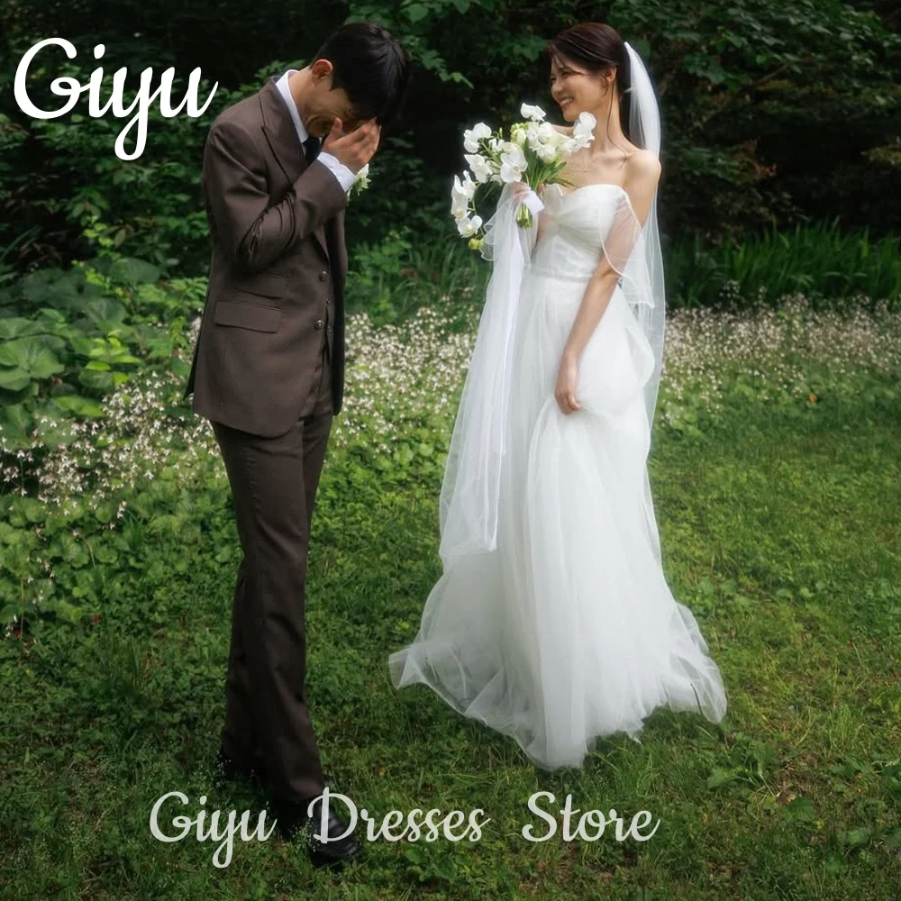 

Giyu New Sweetheart Soft Tulle Pleat A-line Korea Wedding Dress Photoshoot Off Shoulder Fairy Bridal Gown Party Customized 2025