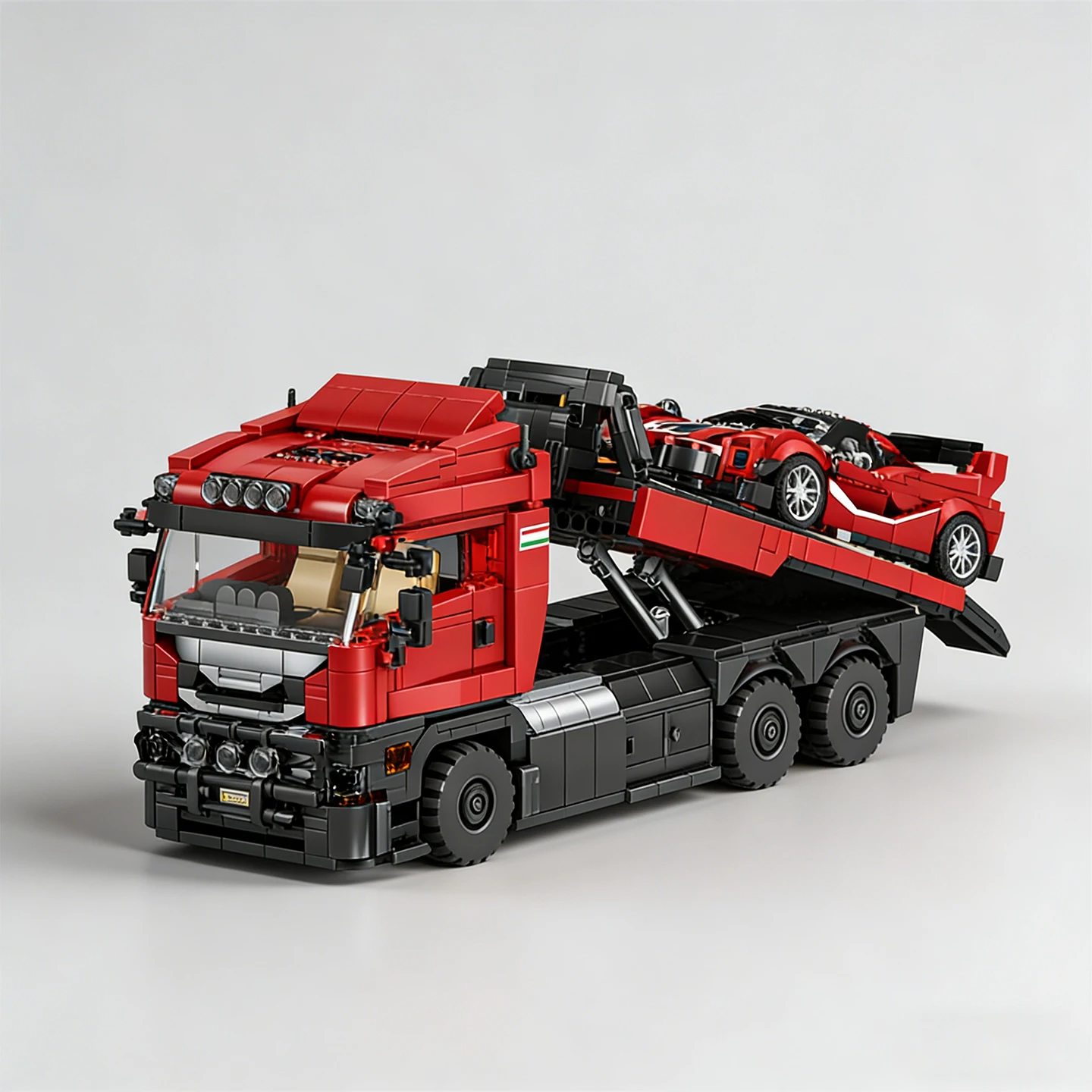 

Urban supercar, trailer assembly model, building blocks, large truck, boy's toy racing car, 8-grid vehicle, transport truck