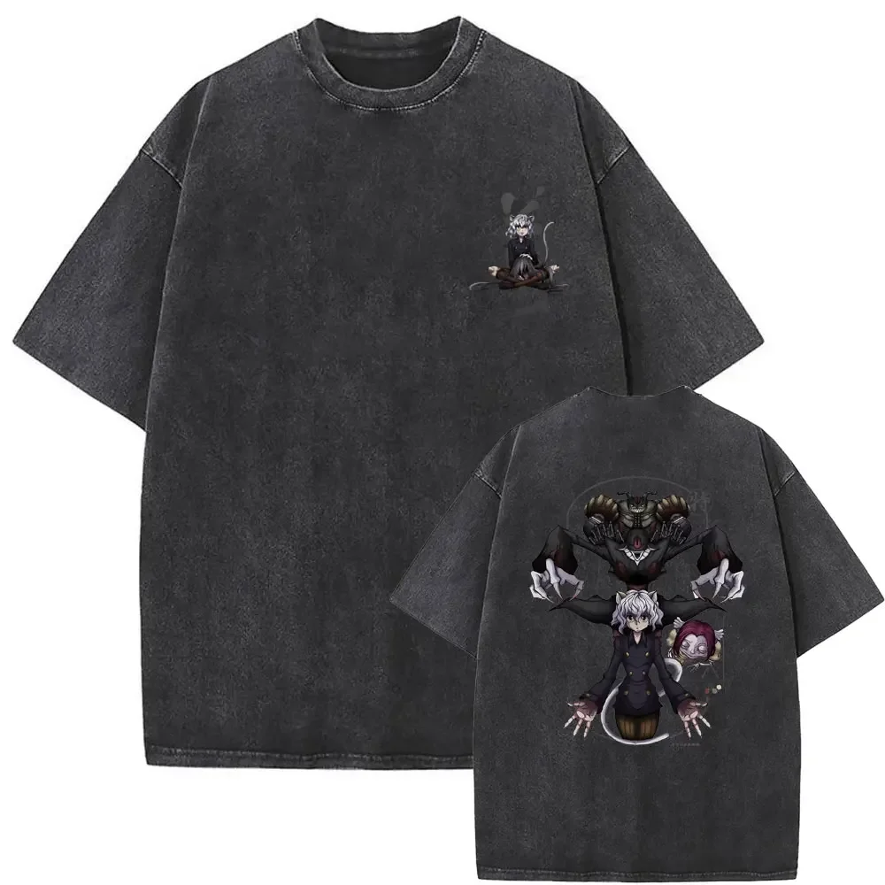 

Vintage Washed Anime Hunter X Hunter Nephelpito Graphic T-shirt Men Women Manga Cotton T Shirts Men's Loose Oversized T-shirts