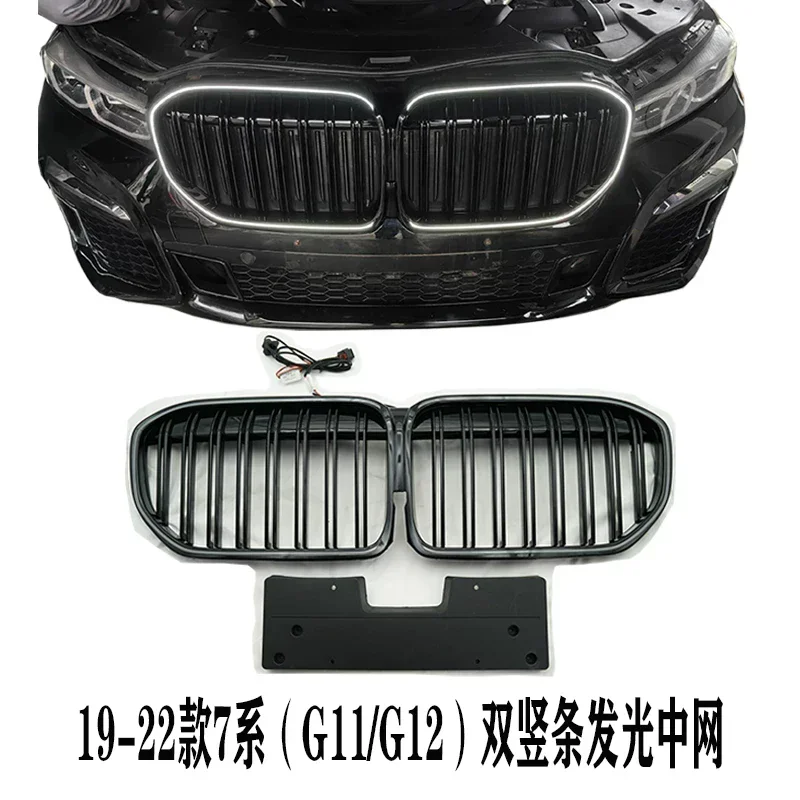 26style Luminous Grille Black Mesh for BMW 7 Series G11 G12 2019-2022 Modified LED Trim Radiator Grille Car Accessories