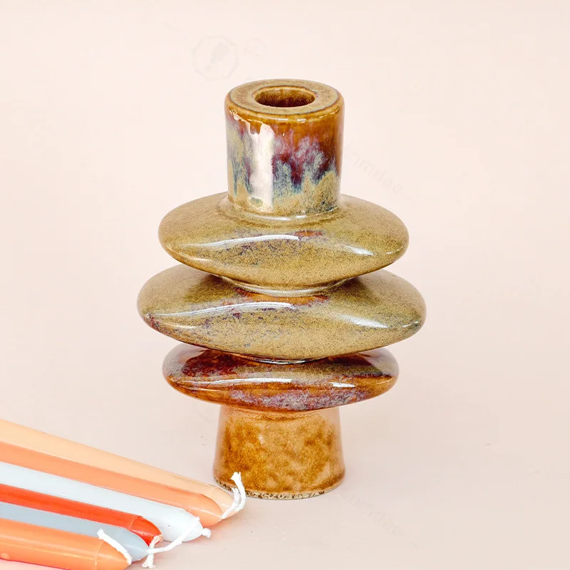 Vintage Wabi-Sabi Ceramic Candle Holder Home Fragrance Decor Ornament Romantic Dinner Prop Homestay Decoration Holiday Gift
