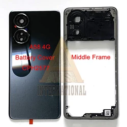 6.72'' Grade AAA For Oppo A58 4G CPH2577 Battery Cover Back Case For Oppo A58 4G Back Cover Middle Frame+Camera Frame Sticker