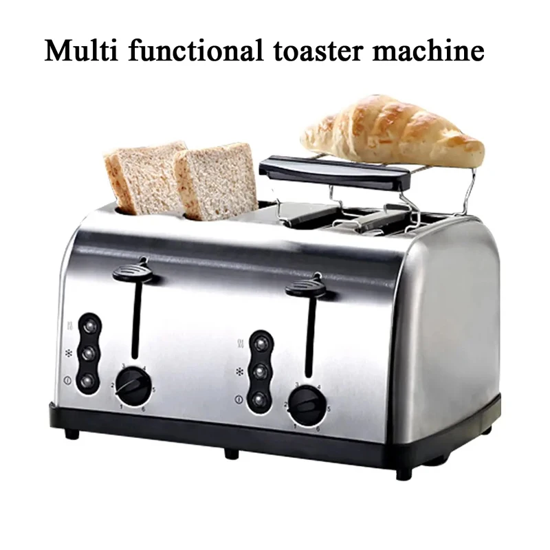 PBOBP 4-Slice Toaster, Extra Wide Slots, Retro Stainless Steel w/ High Lift Lever, Removal Crumb Tray