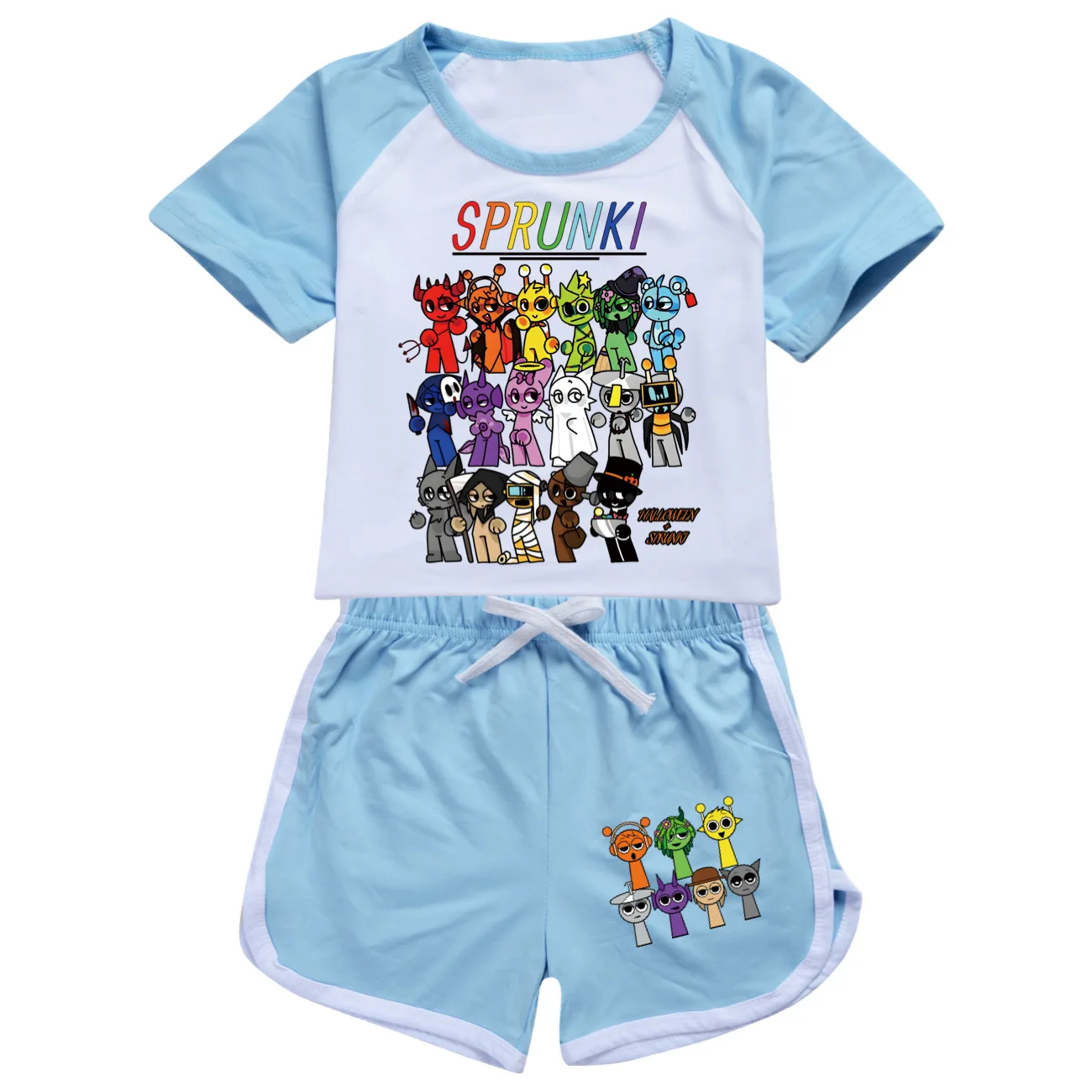 Cute Sprunki Cartoon Clothes Kids 2025 Summer Pajama Sets Baby Girls Short Sleeve T Shirt+Shorts 2pcs Set Toddler Boys Nightwear