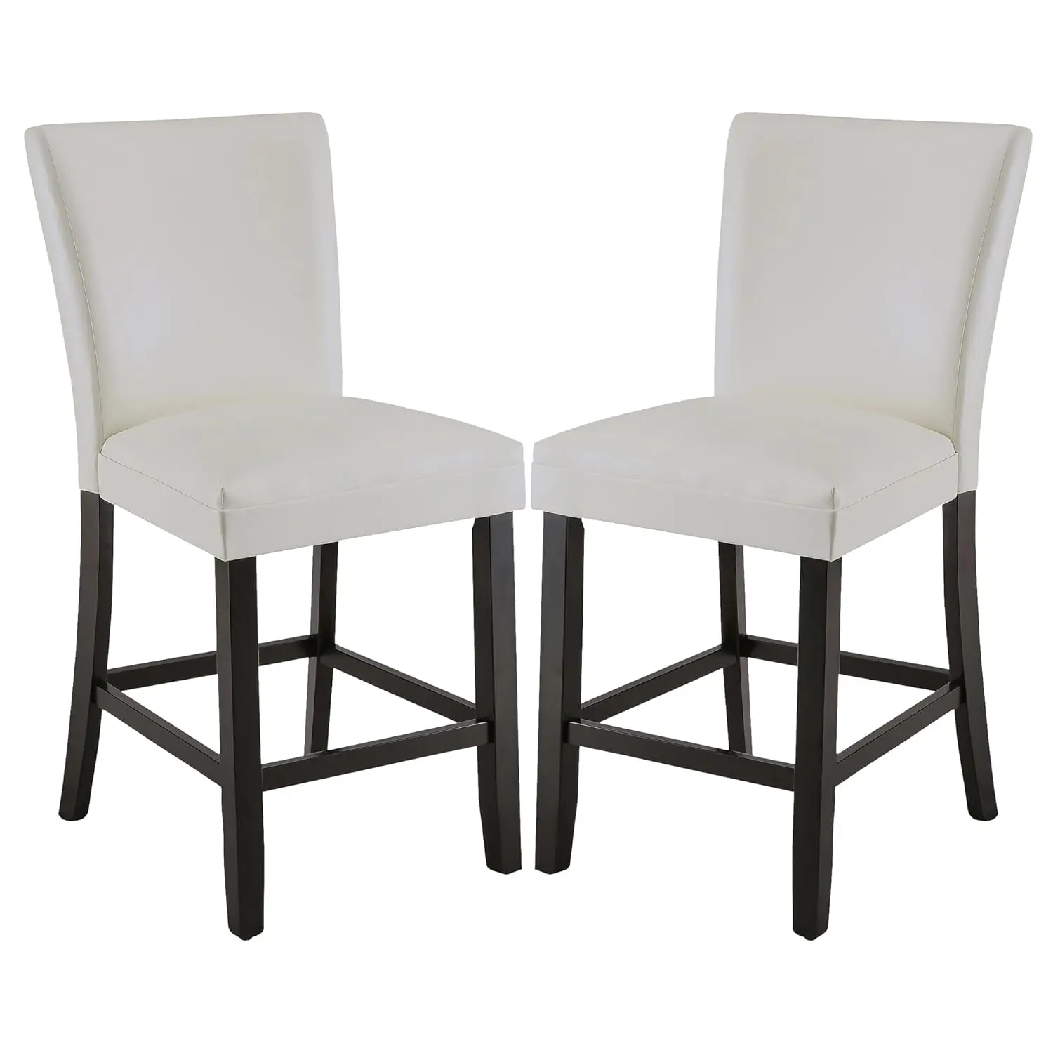 

Набор из 2 барных стульев, высота сиденья 24 дюйма, из искусственной кожи, с высокой спинкой, без подлокотников, на заказ