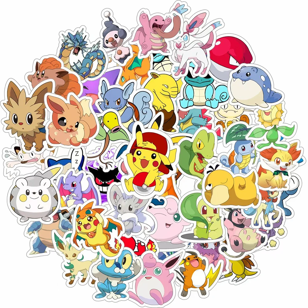 Pegatinas clásicas de dibujos animados de Japón para niños, calcomanía de Anime de Pokémon, impermeable, para equipaje, teléfono, casco, Carf, 10/30/50 piezas