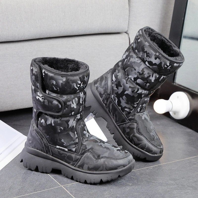 Winter Plush Waterproof Cotton Shoes Five-Finger Snow Shoes Warm And Comfortable Couple High-Top Cotton Boots Casual Versatile