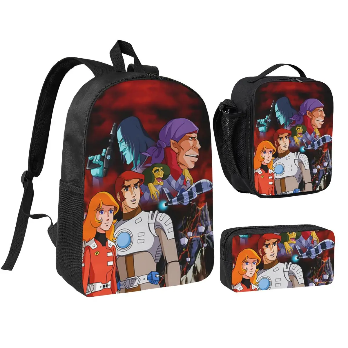 

Comet Crew Accessories Captain Future Backpack Boys Girls BookBag School Bag Shoulder Bags 3ps Insulated Lunch Bag Pencil Case
