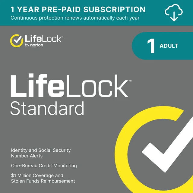 LifeLock-protección antirrobo de identidad estándar, Plan Individual, suscripción de 1 año [descarga Digital]