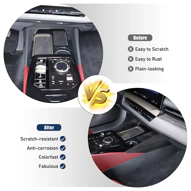 

Real Carbon Fiber For BMW 5 Series G60 2024+ Car Center Console Water Cup Holder Both Side Panel Cover Sticker Car Accessories