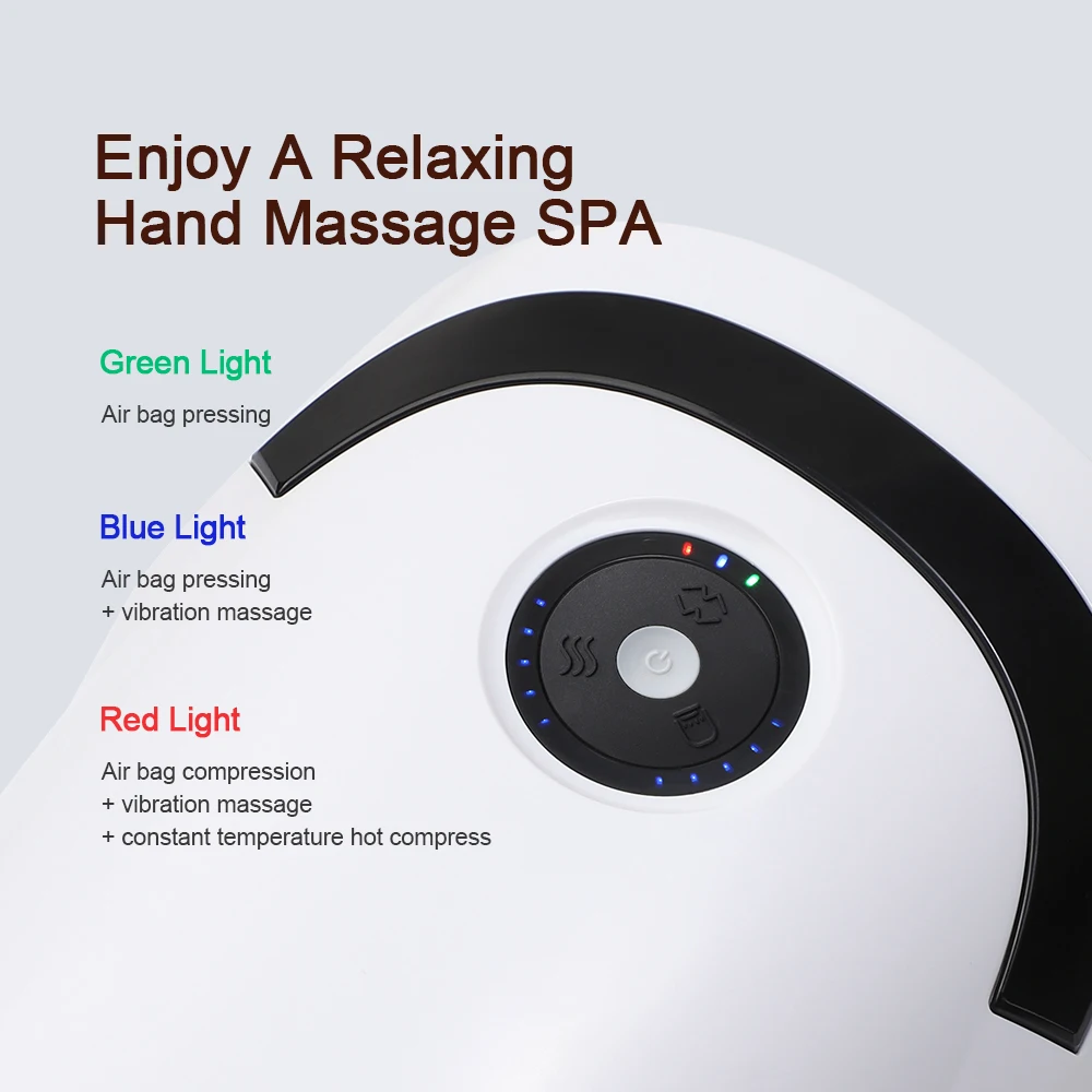 Smart Air Pressure Hot Compress Hand Massager Palm Acupoint Compression Vibration Massage Heated Wrist Fingers Spa Relax Muscle