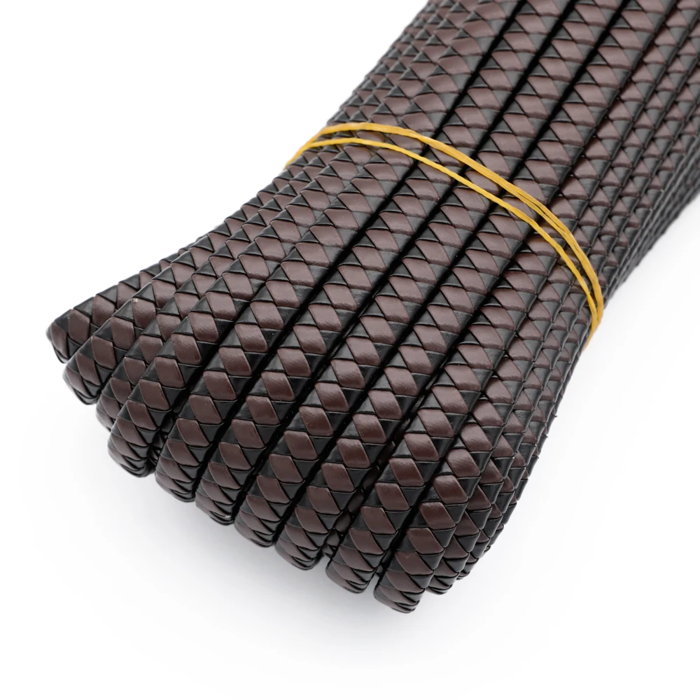 2 meters 12x5mm Flat Braided Faux Leather Bracelet Findings PU Leather Cord String Rope DIY Necklace Bracelet Making