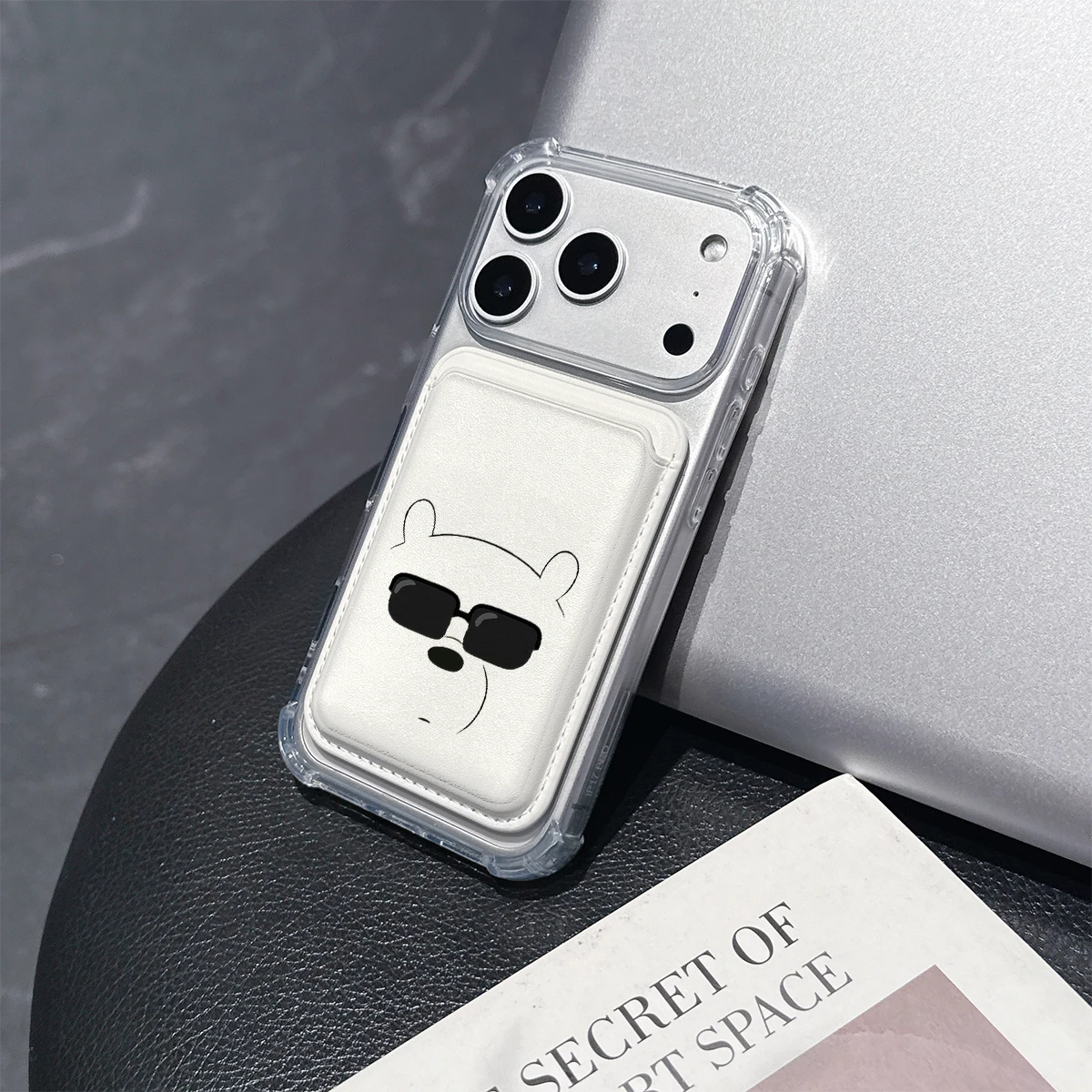 Cool Bear with Sunglasses Phone Case For iPhone 17 16 15 14 13 Pro Max Plus Wallet Pocket Transparent Soft for Magnetic Phone view 5