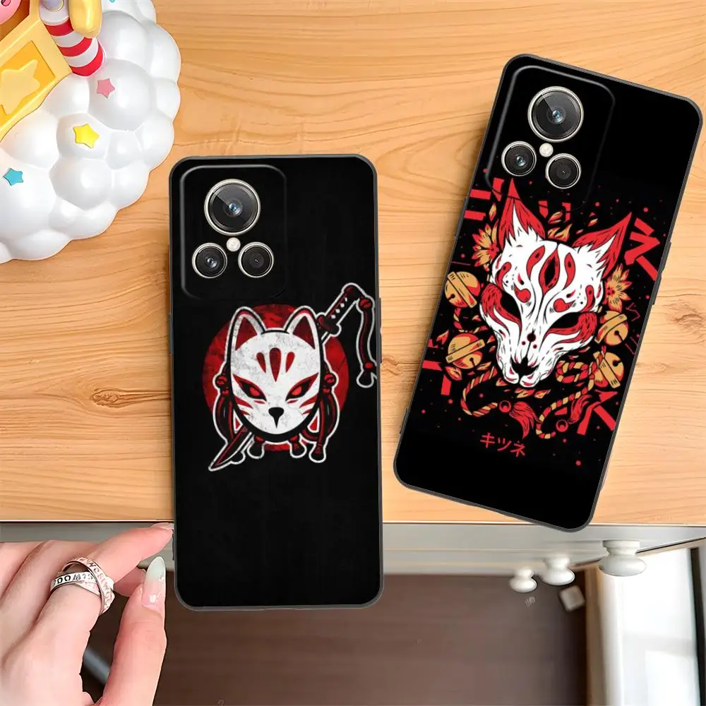 Funda de teléfono Kitsune Fox Mask para Realme 15 14 13 12 11 10 9 Pro Plus T i Lite 5G, funda suave de TPU a prueba de golpes