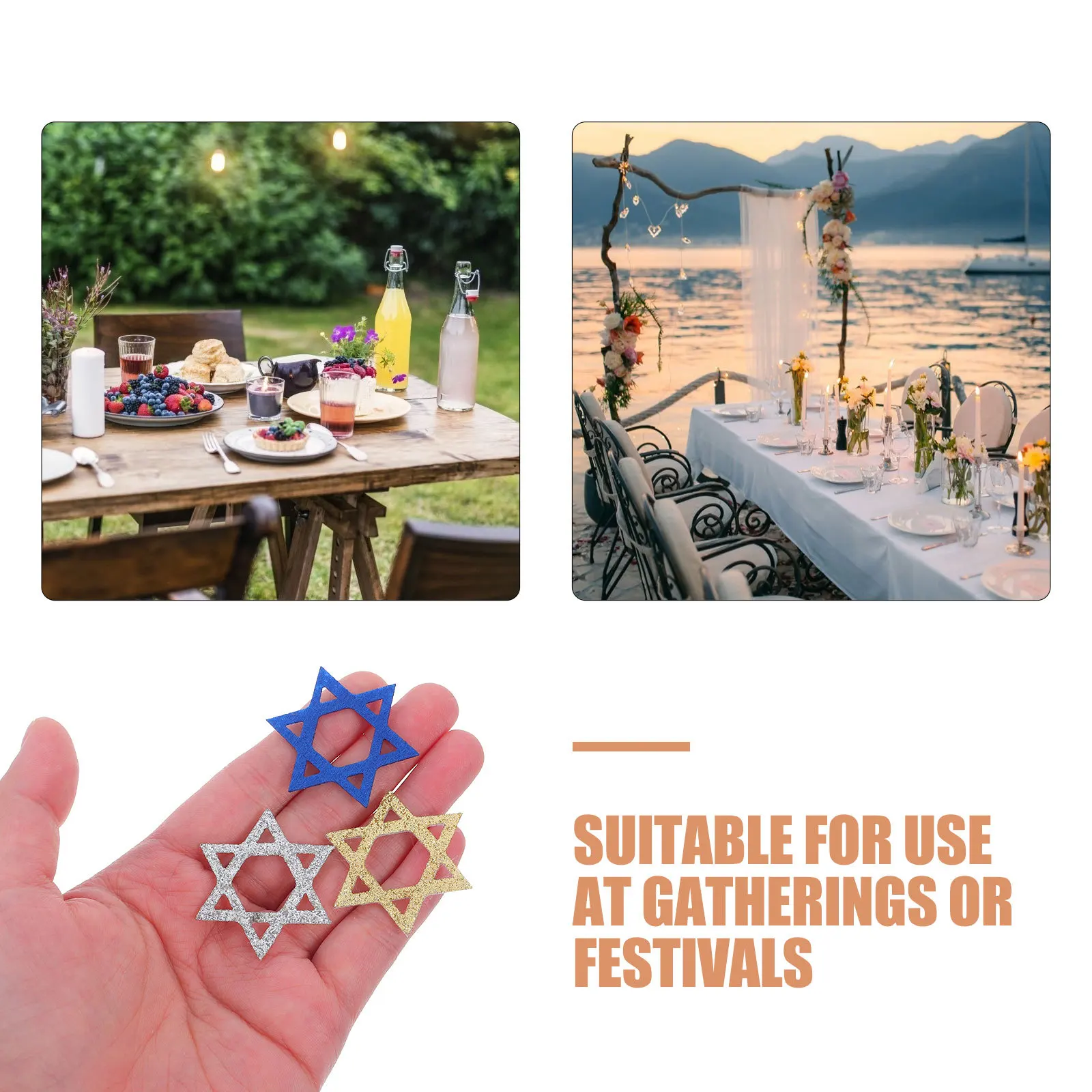 50 قطعة ديكور طاولة حفلات هانوكا مادة مستقرة على المدى الطويل استخدام متعة فريدة من نوعها عطلة زخرفة هانوكا الطرف الديكور
