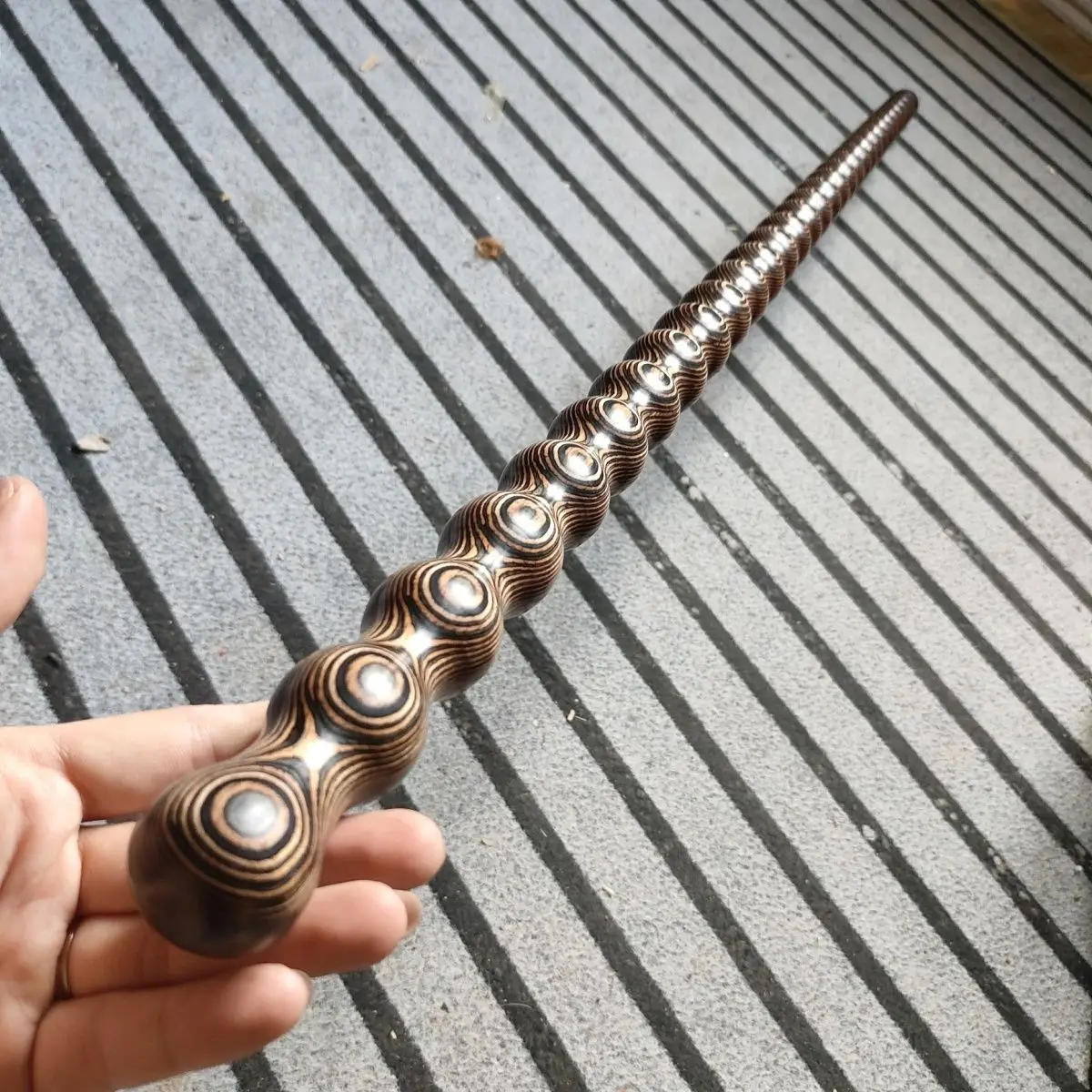 60cm Outdoor Portable EDC Gourd Stick Hiking Stick Fitness Training Solid Wood Tool