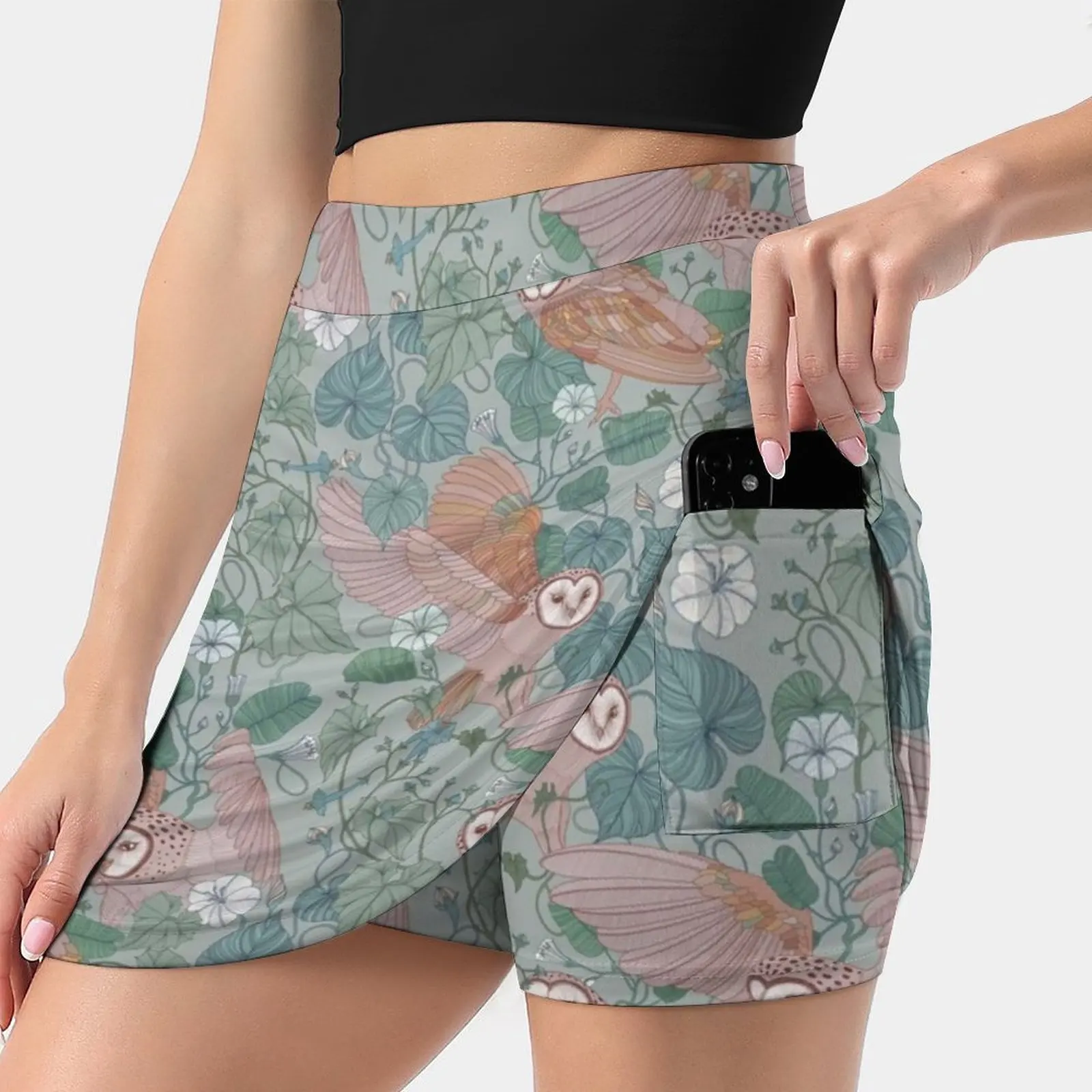 

Pink Barn Owls Women's skirt Aesthetic skirts New Fashion Short Skirts Barn Owl Bird Beautiful Flowers Leave Art Nouveau Modern