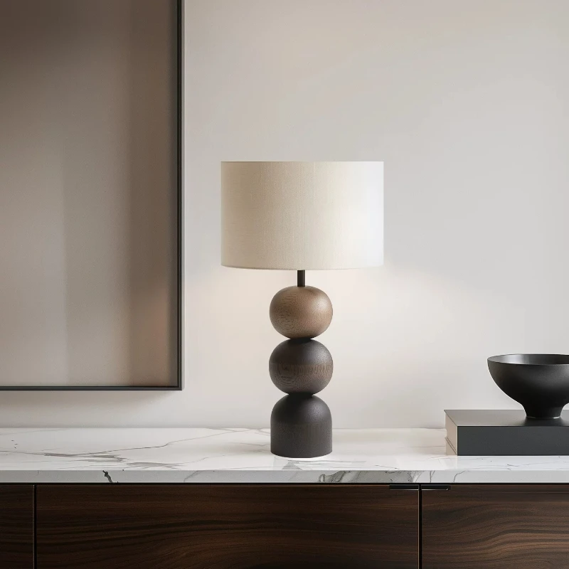 Wabi Sabi Personality Solid Wood Table Lamp LED Study Office Bedroom Bedside Restaurant Cafe Advanced Sense Medieval Desk Lights