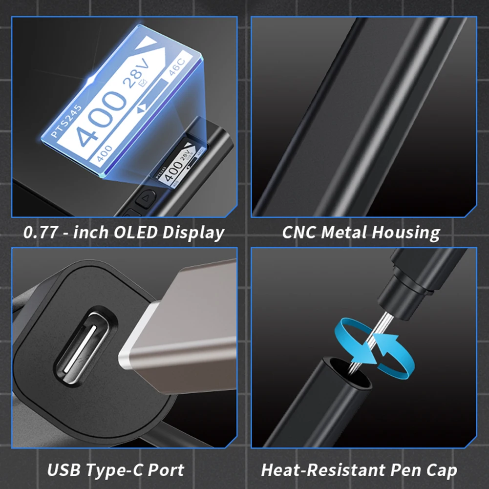 Fast Heating Portable Soldering U-shaped Ergonomic Design PD 2.0 3.0 3.1 Support Heating Power PD18-140W For JBC245-KU
