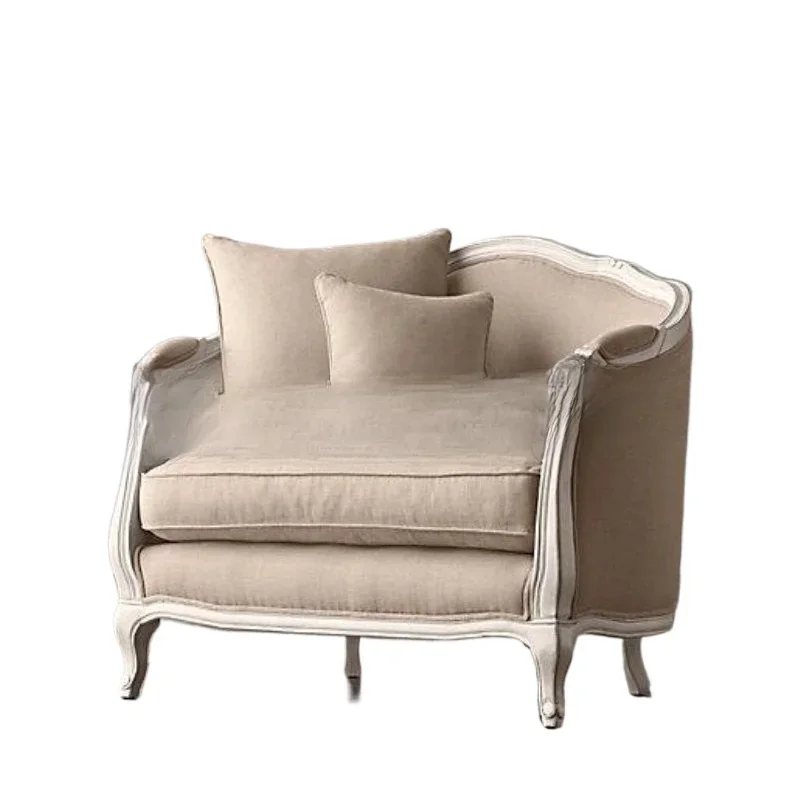 

American solid wood sofa furniture living room log old fabric single double three sofa combination leisure