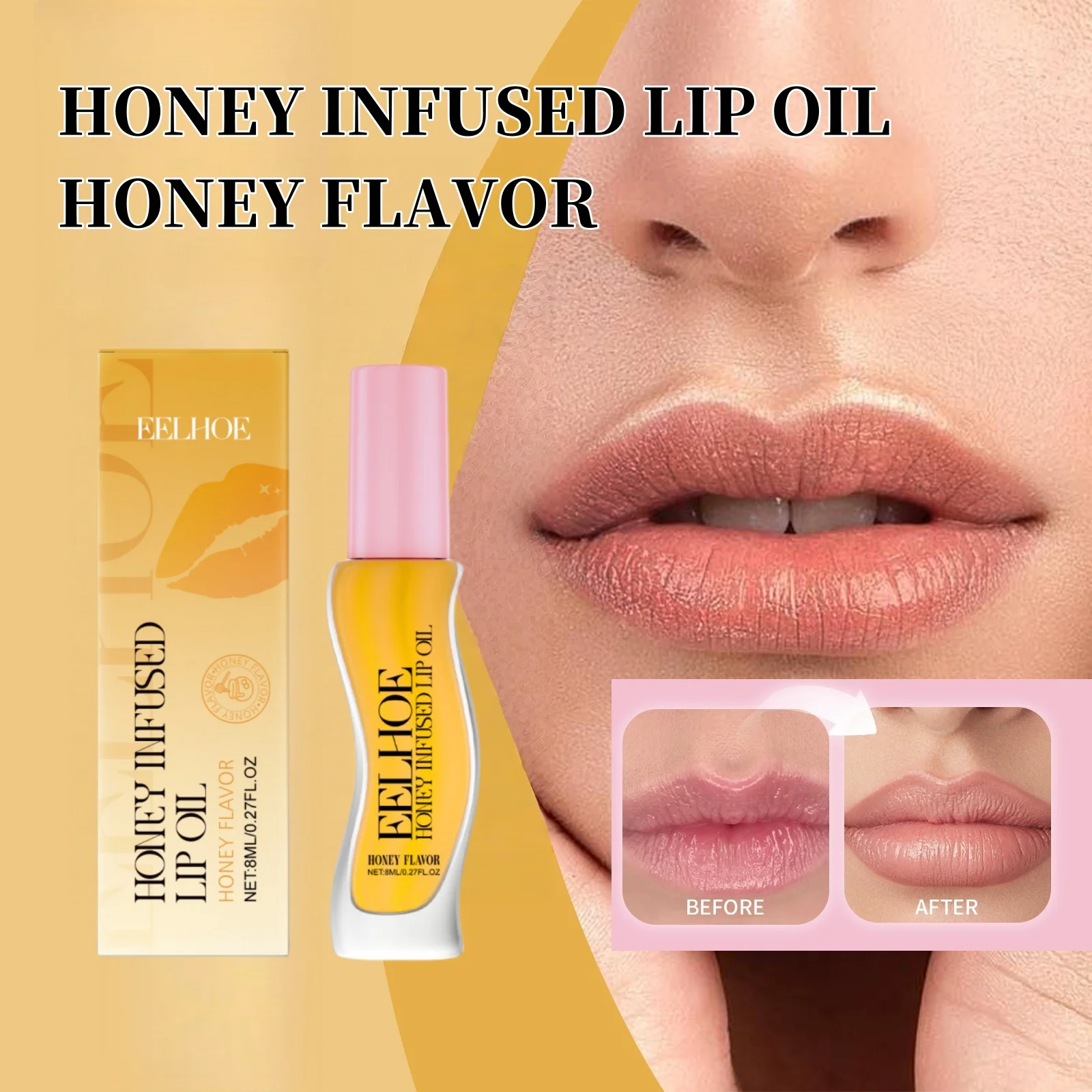 

Natural Honey Scented Lip Oil Moisturizing Nourishing Treatment for Soft Smooth Lips Daily Hydration Gloss Lip Care Skin