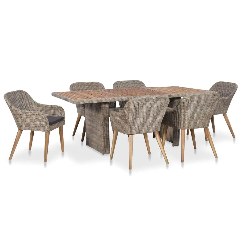 

Stylish Brown and Dark Grey Outdoor Dining Set Weather Resistant Furniture for Patio Garden Balcony