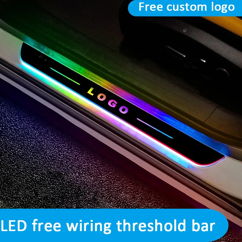 LED Welcome Pedal Car Scuff Plate Pedal light Customized Car door illuminated sill light logo Projector lamp USB Power Moving