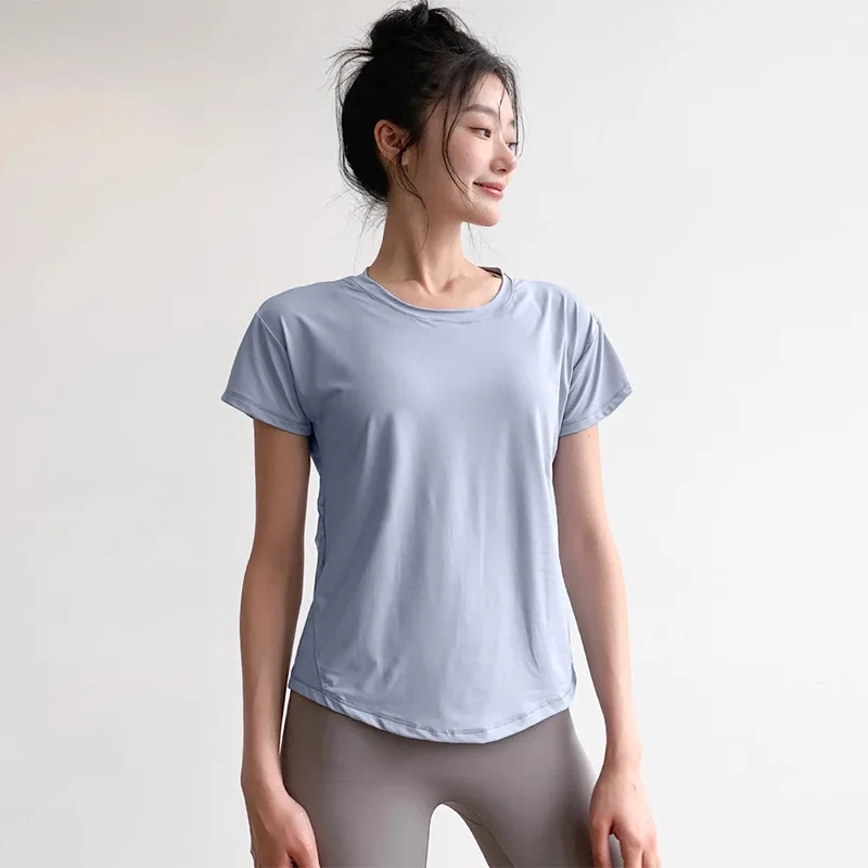 Women's Summer Yoga Sports T-shirt Short Sleeve Casual Loose Sportswear Breathable Quick Drying Fitness T-Shirt Blusa Feminina