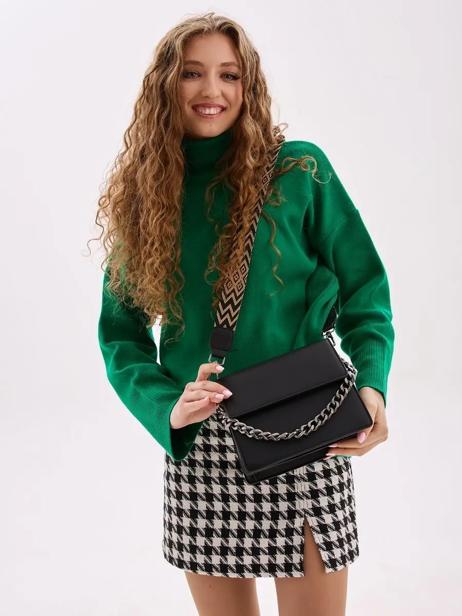 New Fashion Thick Chain Female Shoulder Bag Solid Color Women PU Leather Crossbody Bag Underarm Bag