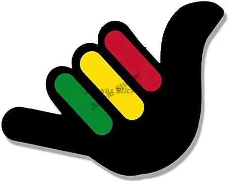 

Hang Loose Hand Shaped with Rasta Stripes Sticker (Weed Pot Rastafari Reggae Vinyl Decal