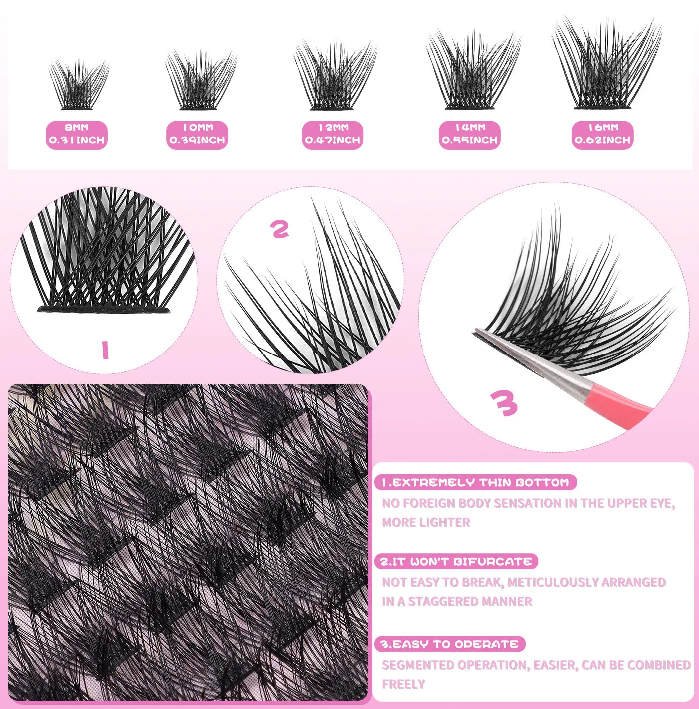 MIAOJIE  Individual Lashes Eyelash Book Clusters Extensions False Eyelash DIY at Home Cluster Eyelash Extensions Makeup
