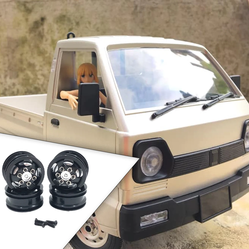 8 шт. 1/16 металлические колесные диски RC Обновление части Алюминиевый сплав Противоударные металлические колесные диски Rc для WPL C14 RC Автомобильная часть Черный