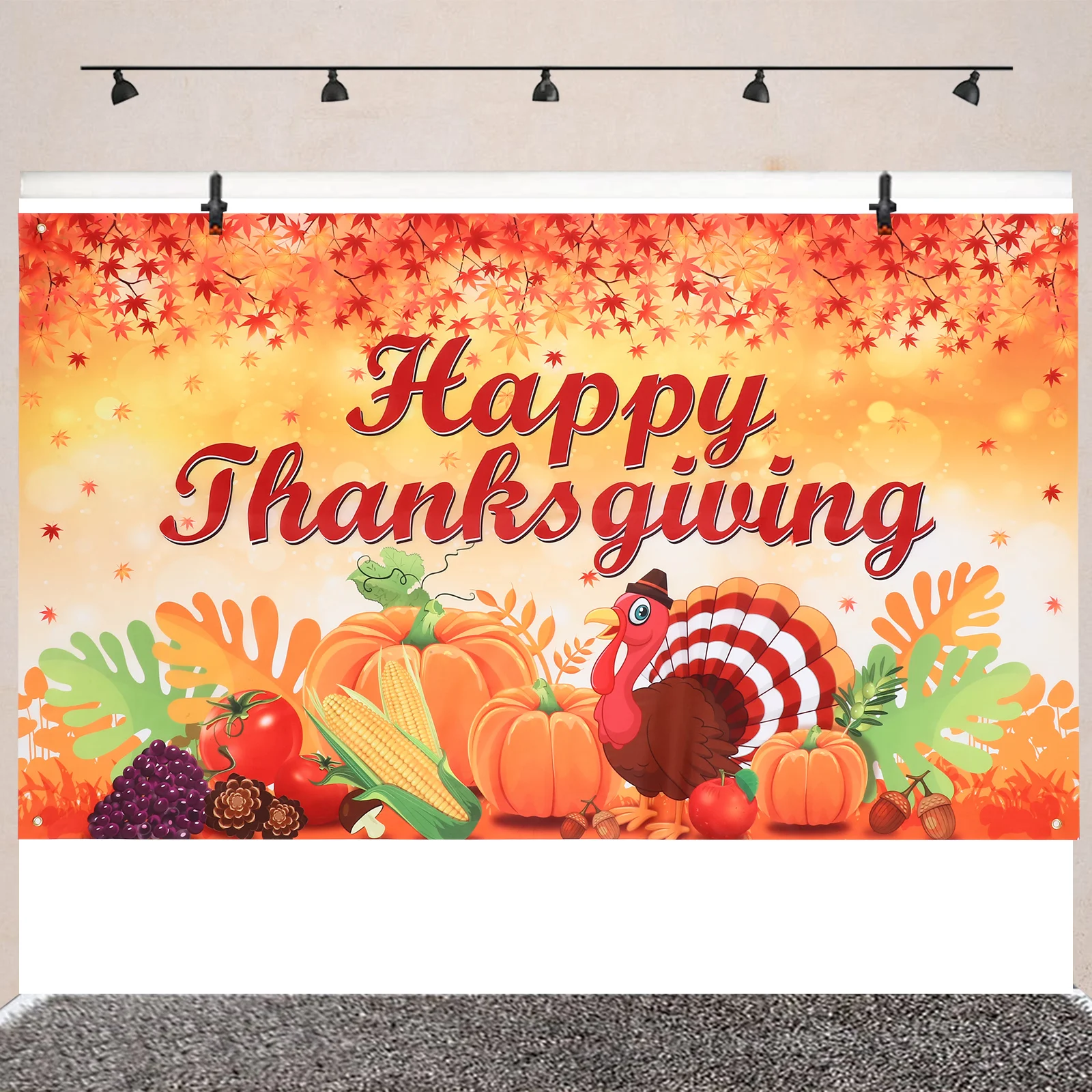 

Thanksgiving Backdrop 185x110cm Harvest Festival Banner Decorations Foldable Photography Prop Wall Hanging Dorm Office Layout