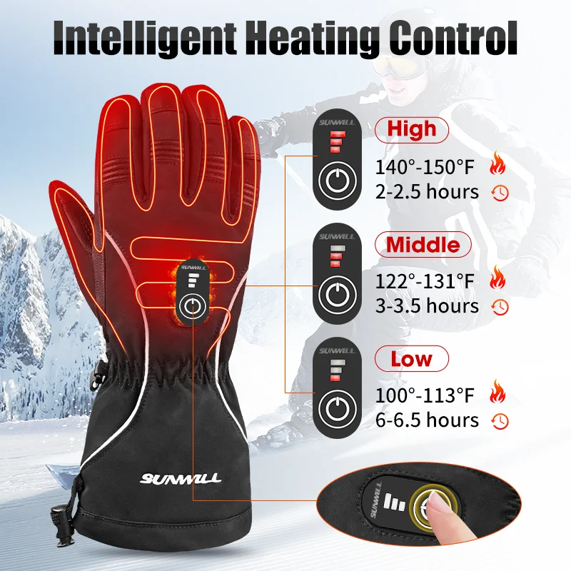 Heated Motorcycle Gloves Winter Men Motocross Waterproof Thermal Gloves Battery Skiing Racing Guantes