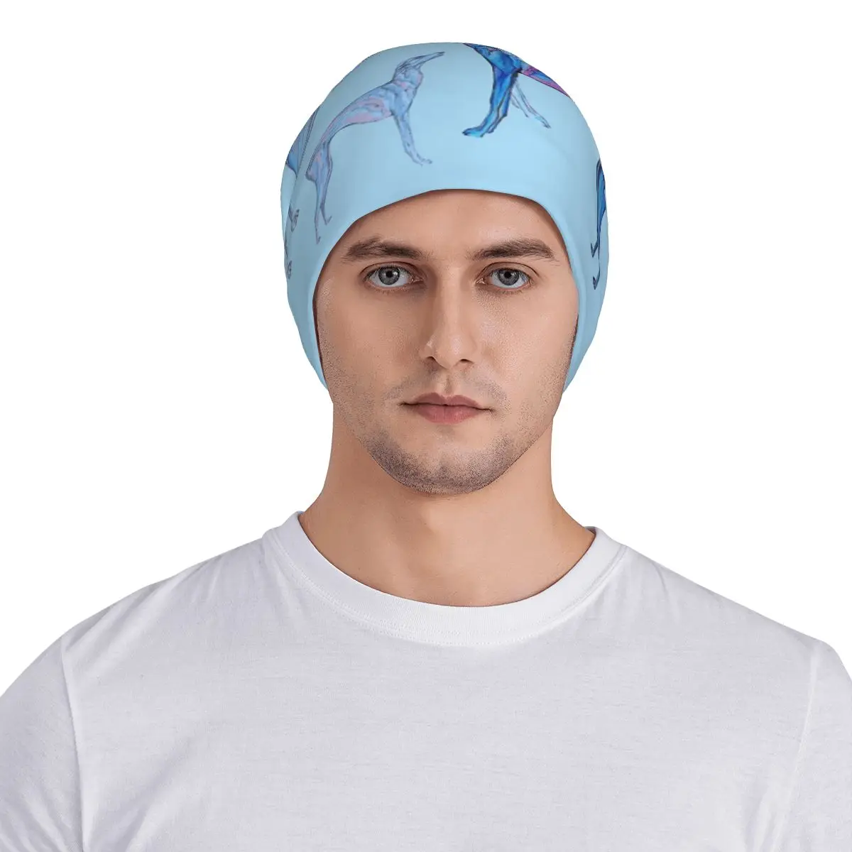 Bonnet de randonnée double couche unisexe, trois beaux lévrier bleu, chien lévrier, chapeaux fins pour hommes et femmes