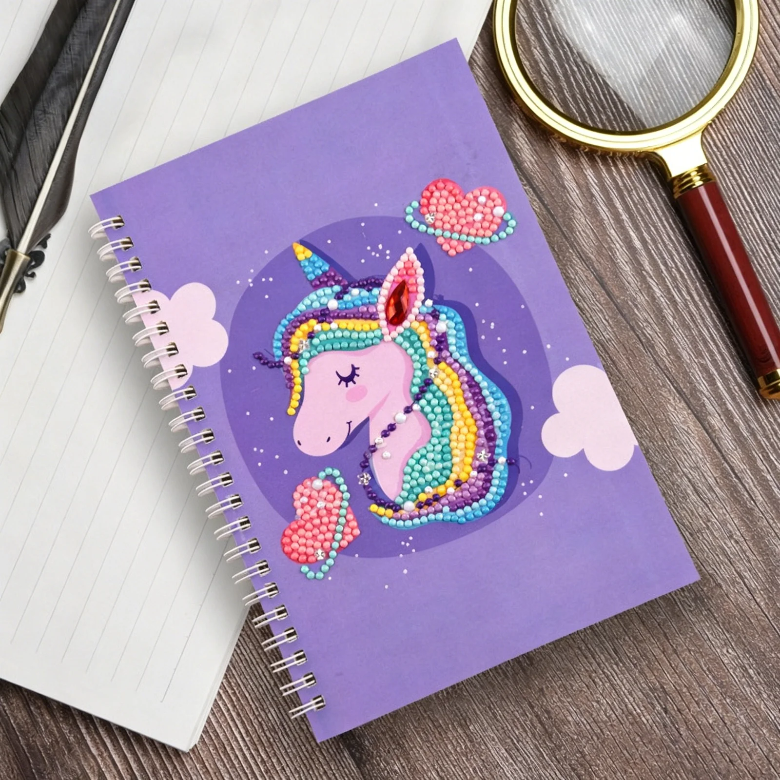 

New Arrival DIY Rainbow Unicorn Sea Princess Rhinestone Studded Notebook, Cartoon Series, Creative Handmade Gifts for Girls