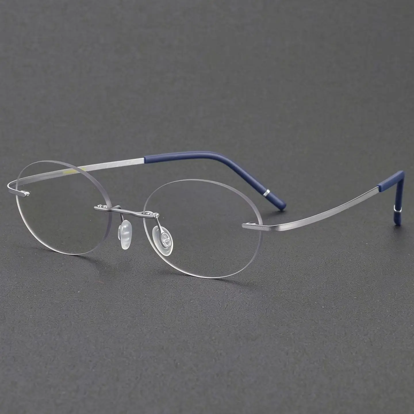 Pure Titanium New Women Ellipse Rimless Glasses Screwless Design Myopia Degree Prescription Correction Blue Light Blocking