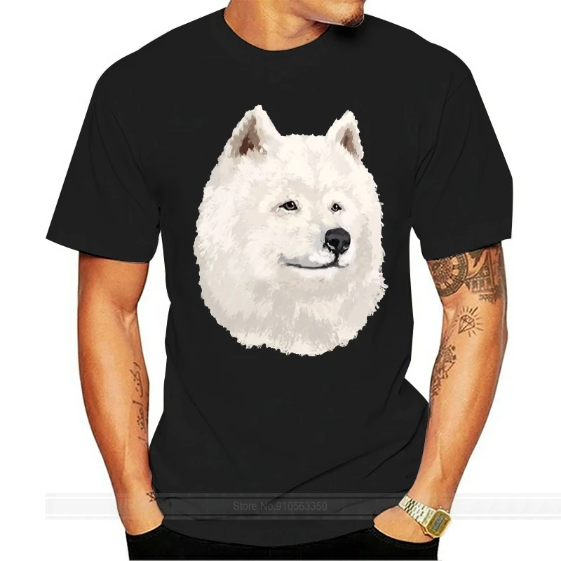 Round Neck Best Selling Male Natural Cotton Shirt Samoyed Dog T