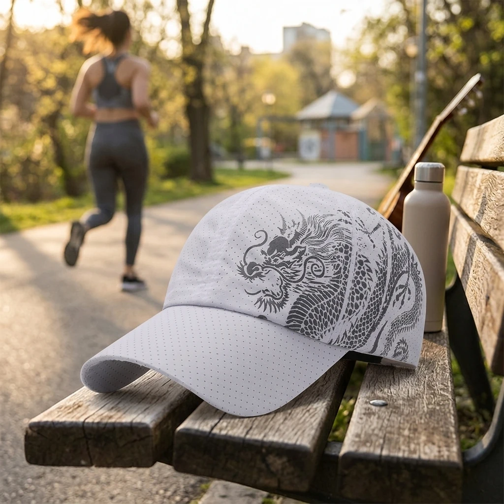1pc Dragon Pattern Cap Breathable Mesh Baseball Hat Stylish Sun Protection Headwear for Men Women Outdoor Sports Travel