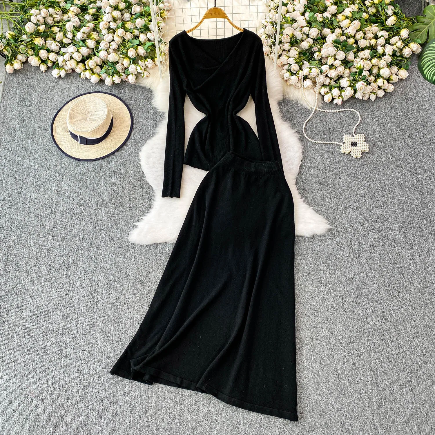 

Сексуальное шикарное платье с длинными рукавами и распашным воротником, шикарная винтажная женская повседневная уличная женская одежда