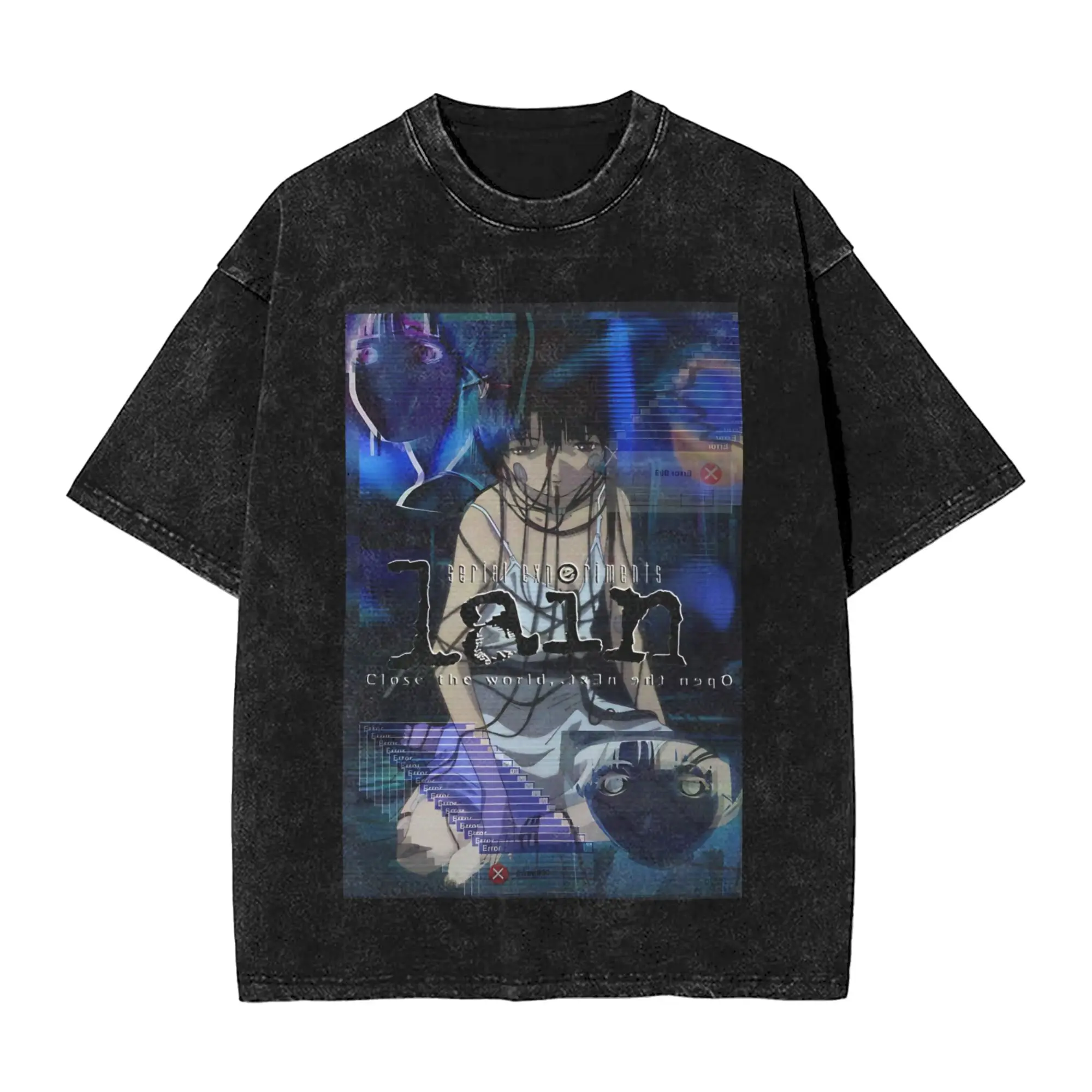 Serial Experiments Lain - Graphic Design   T Shirts Men Cotton Casual T-Shirt Crew Neck  Tee Shirt Short Sleeve Clothes Summer