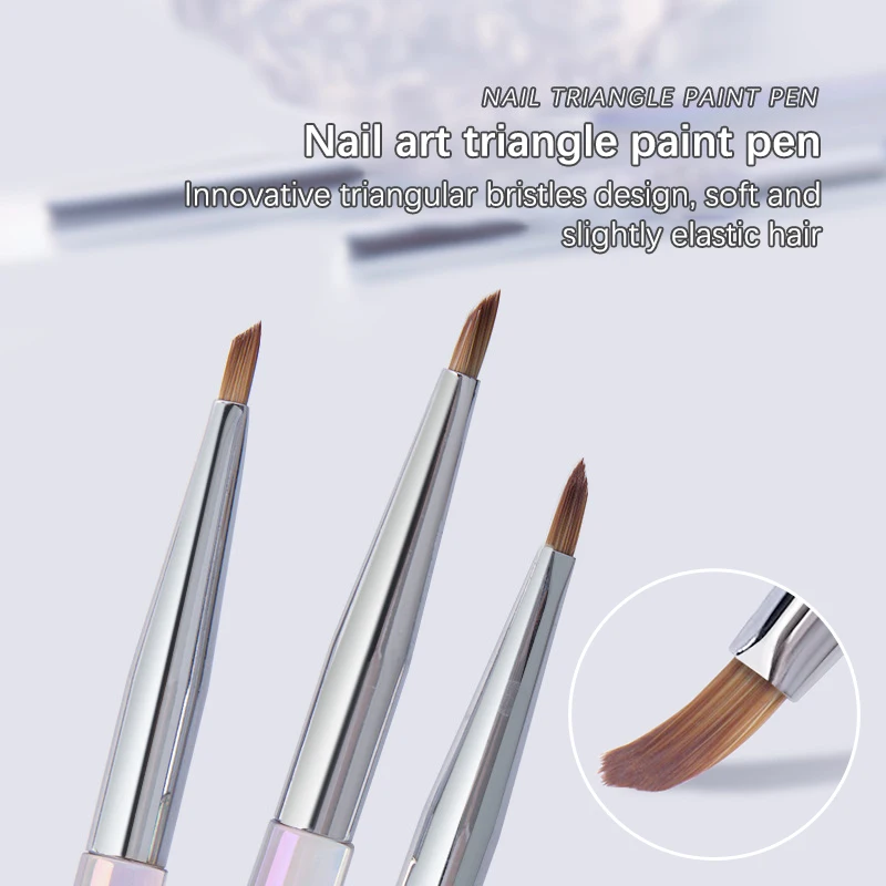 1 pincel triangular para decoración de uñas con gel UV, herramienta de manicura para salón de uñas, con mango tipo Aurora.