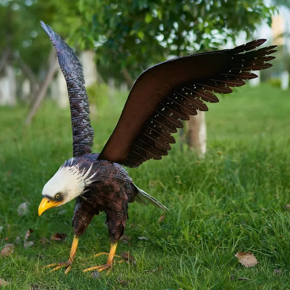 

Bald Eagle Statue Outdoor Garden Sculpture Metal Yard Art Lawn Decorations,Large Eagle Figurines and Statues