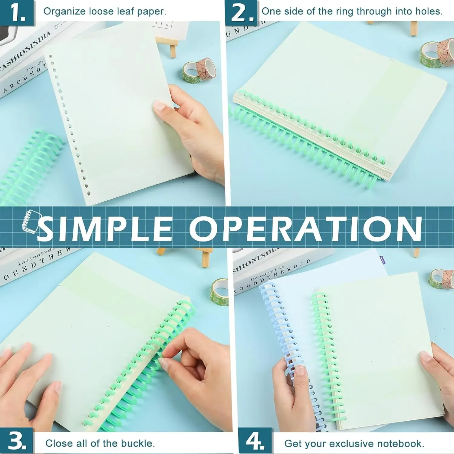 5-10PCS Comb Binding Spines Plastic Spiral Binding Coils 30 Rings Binding Spines for Business Document File Notebook File Making