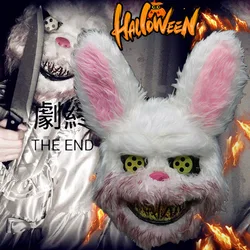 Bloody Plush Rabbit Masks Horror Head Cover Bear Cosplay Mask Dance Prom Costume Headgear Props Dance Horror Halloween Party