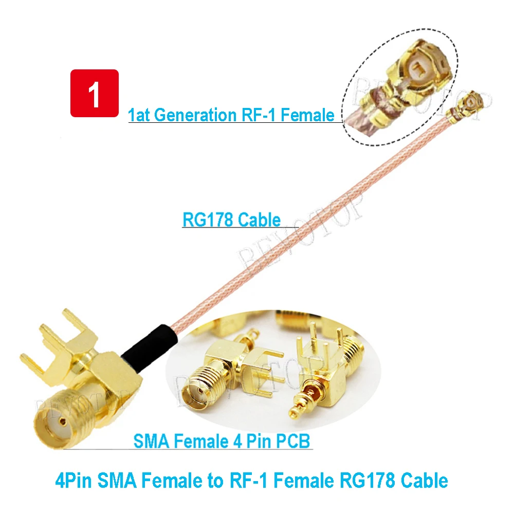 10PCS SMA to RG178 Cable 4Pin PCB RP-SMA /SMA Female to IPX-1 Female Jack RG178 Cable WIFI Antenna Extension SMA to IPX Jumper