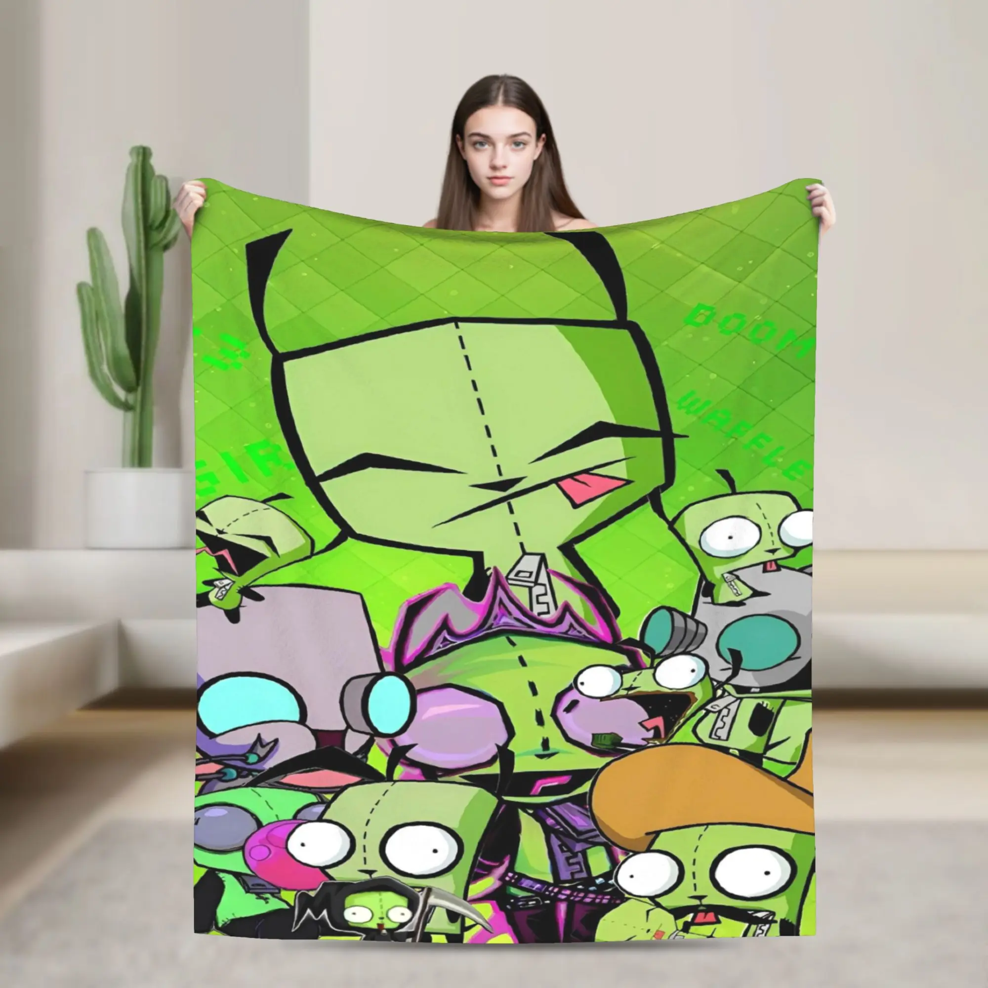 Invaders Zims Gir Cartoon Blanket Cover  Fleece Throw Blanket Summer Air Conditioning Decoration Lightweight Bedsprea,