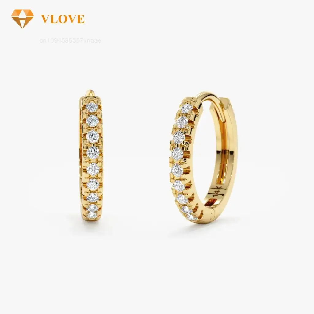 14K18K Gold Fine Jewelry Earrings Lab Grown Diamond Hoop Earrings Small Hugghies Women's Girl's Men's Fashion Gift